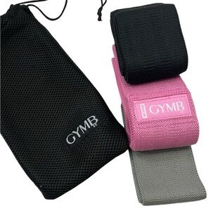 Ladies' Workout Resistance Bands Set of 3 Strength Levels Cotton Black Pink Gray